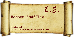 Bacher Emília névjegykártya