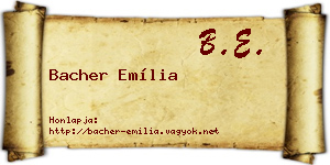 Bacher Emília névjegykártya